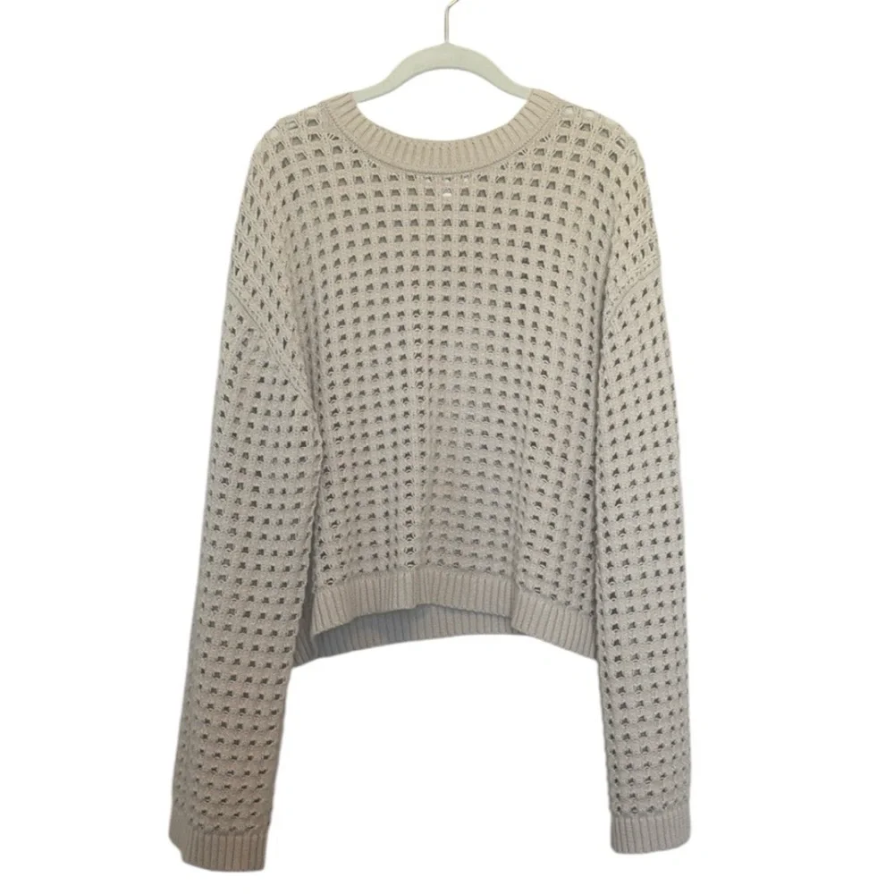 Sammie Mesh Knit Crew Neck Sweater in Dune size Large he - Picture 2 of 12